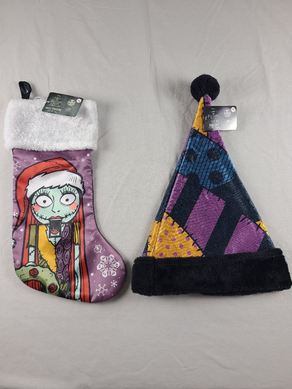 Disney Nightmare Before Christmas 2pcs set Sally Stocking & Jack Hat Multi Color